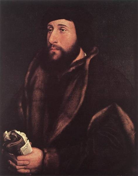 Holbien the Younger Portrait of a Man Holding Gloves and Letter